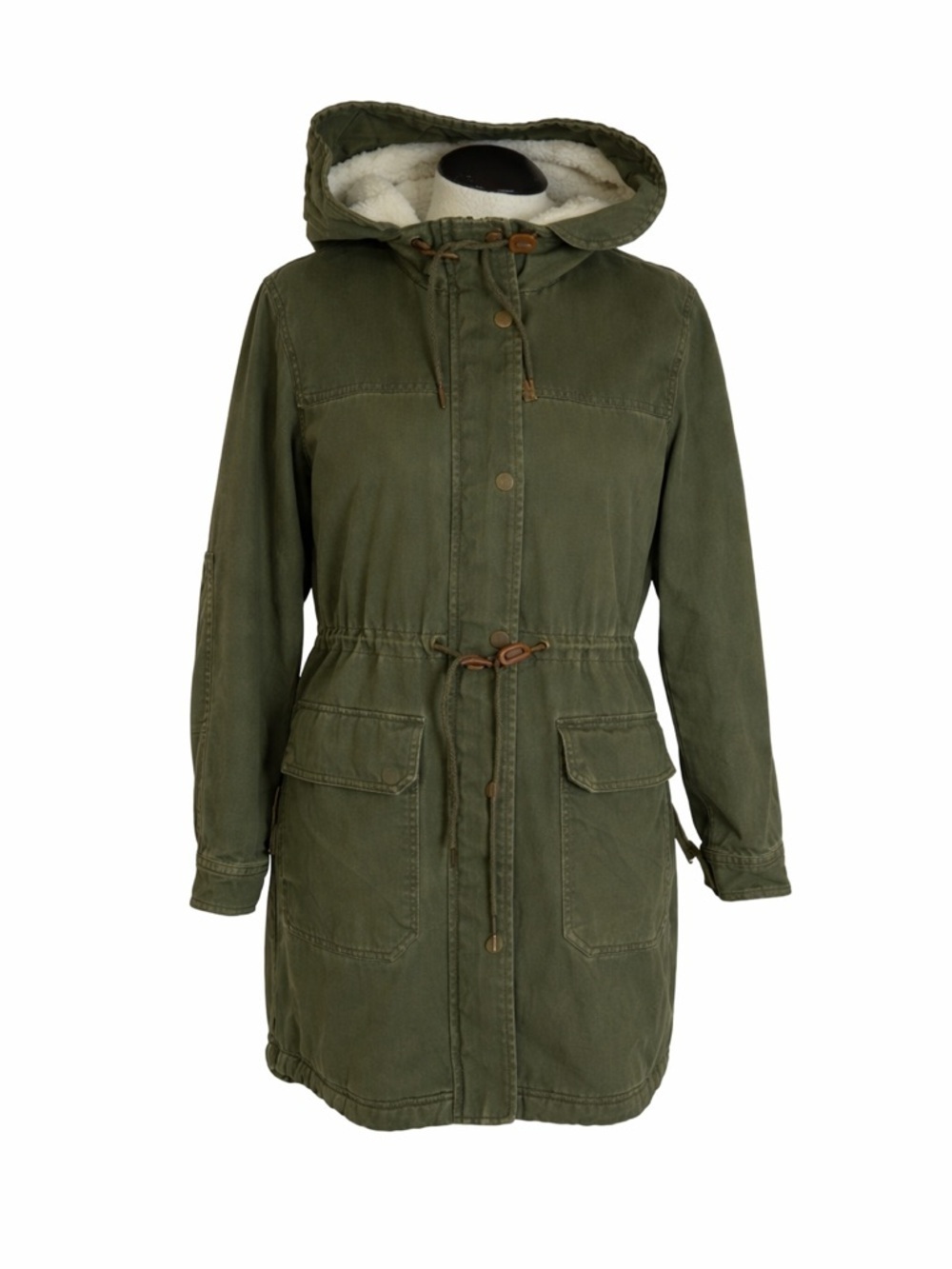 GAP Forest Green Sherpa Utility Jacket Hooded Anorak Small - Picture 2 of 11